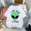 camiseta básica com estampa alien verde - Branco