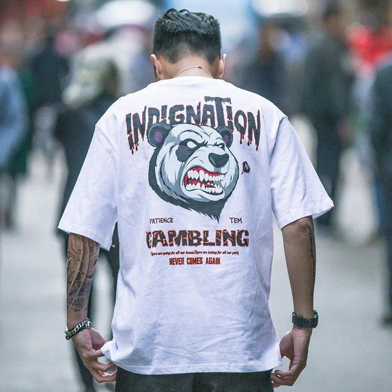 Camiseta Básica Com Estampa Panda Nervoso - Branco