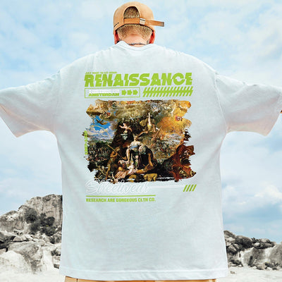 Camiseta Básica Com Estampa Renaissance Arte e Estilo Street- Branco