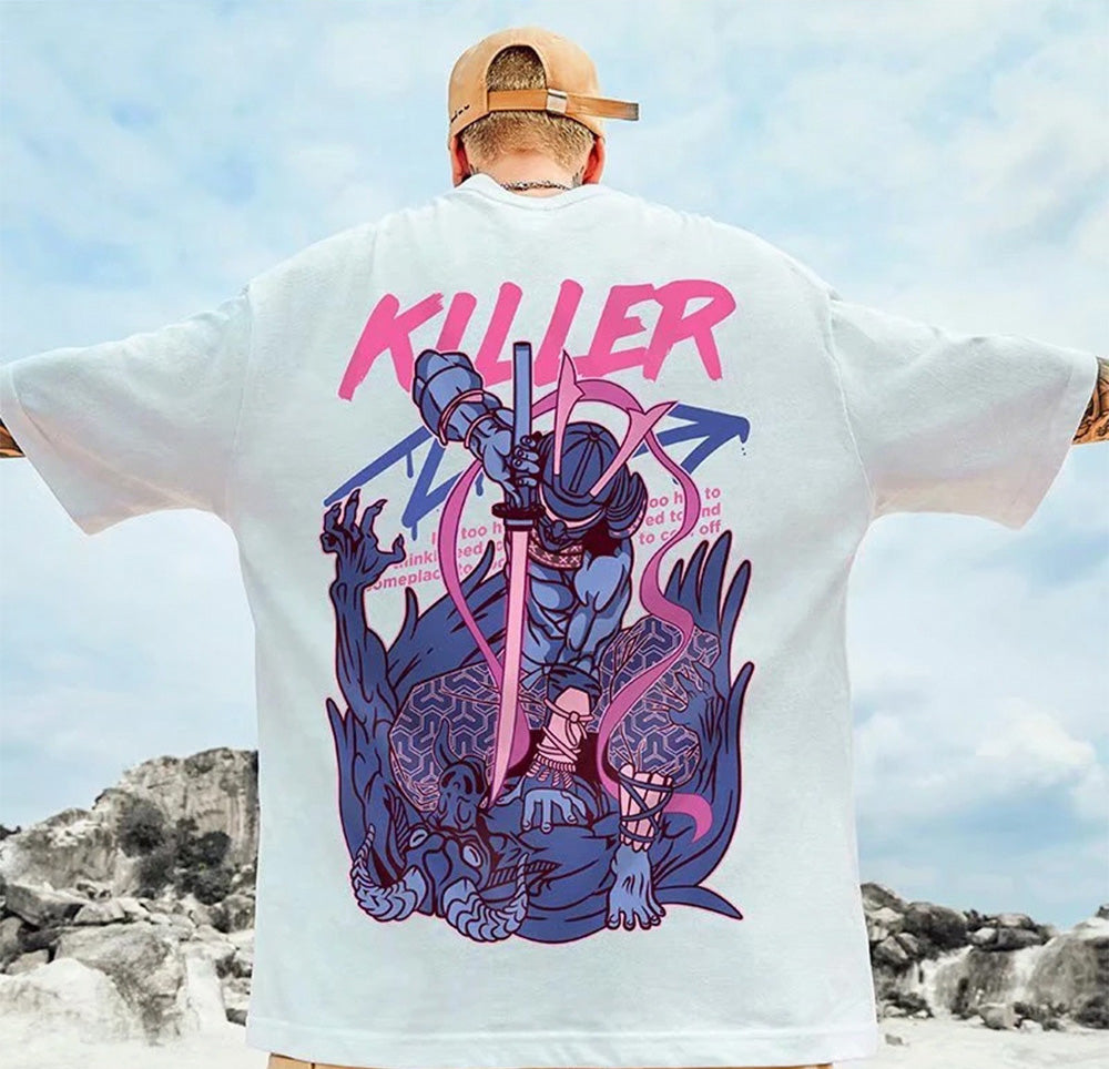 Camiseta básica com estampa samurai espada- branco 