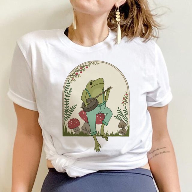 Camiseta Básica Sapo Tocando Viola - branco