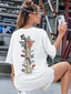 Camiseta Básica Spine With Flowers -  branco