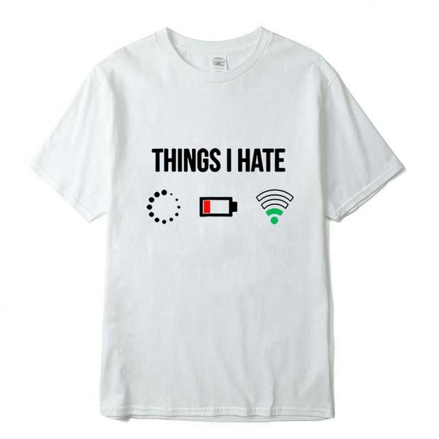 Camiseta básica com estampa bateria e wifi