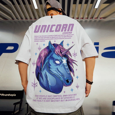 Camiseta Básica Com Estampa Unicornio Azul
