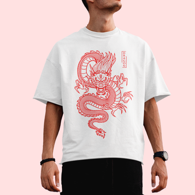 Camiseta Básica Unissex Red Dragon - Branco 