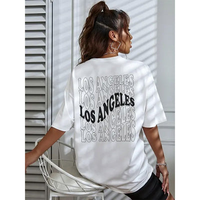 Camiseta Básica Feminina Com Estampa Los Angeles