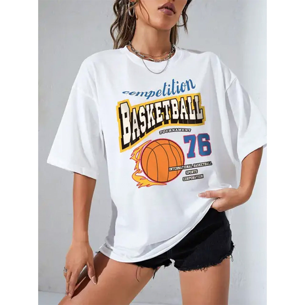 Camiseta Básica feminina Com Estampa Bola De Basket