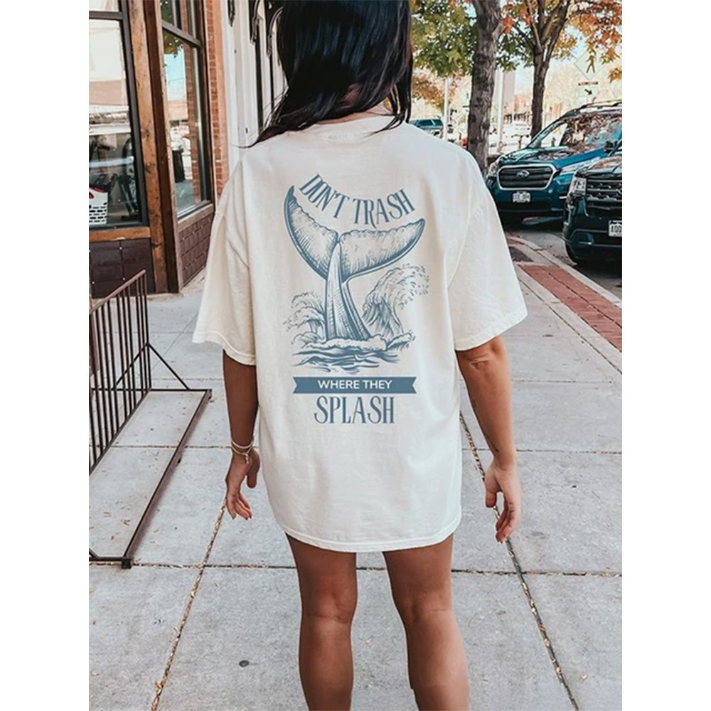 Camiseta Básica Feminina Com Estampa Calda De Baleia