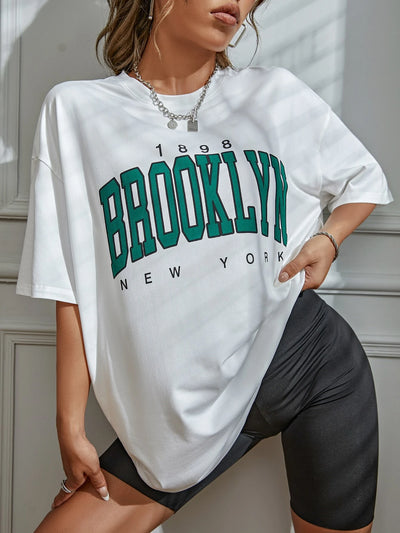 Camiseta Feminina Estilo Brooklyn New York 1898 Branco
