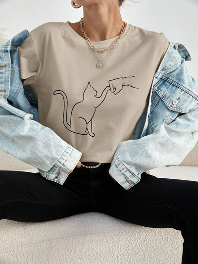 Camiseta básica com estampa Gatinho friend- Pérola
