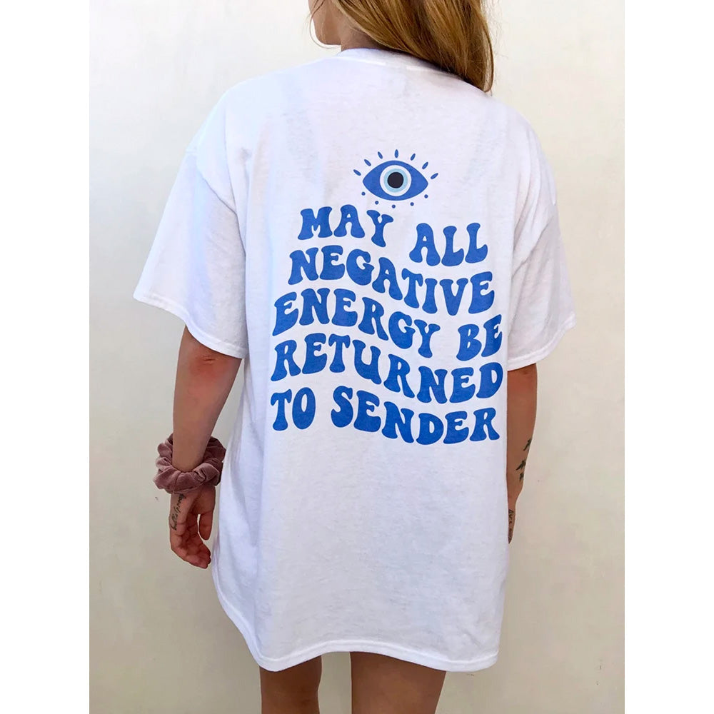 Camiseta Básica Feminina Com Estampa Olho Azul