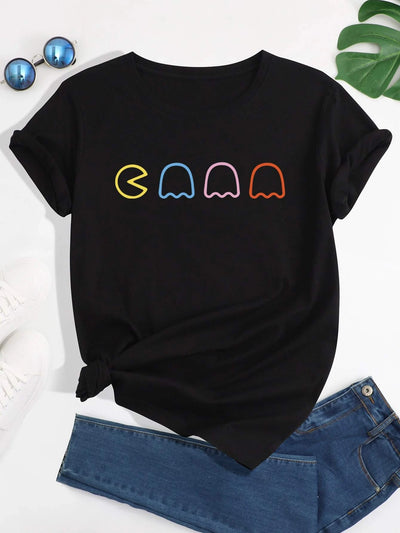 CAmiseta feminina com estampa pac man fantasma