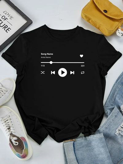 camiseta feminina com estampa música