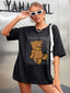 Camiseta feminina com estampa teddy ursinho - Preto