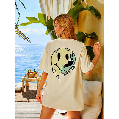 Camiseta Básica Feminino Com Estampa Allien Rosto Derretido