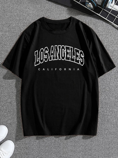 Camiseta Básica Masculina Los Angeles Califórnia Preto