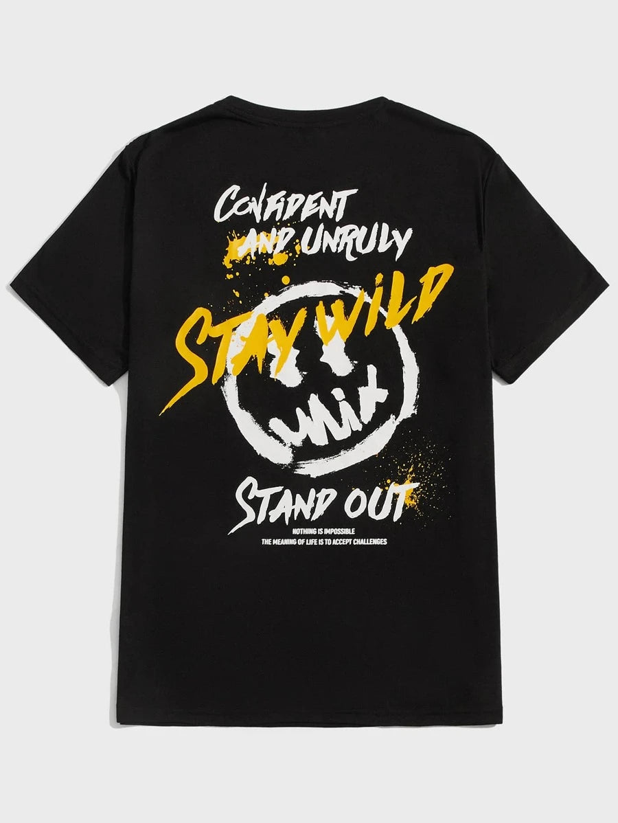 camiseta masculina com estampa rosto mix emoji