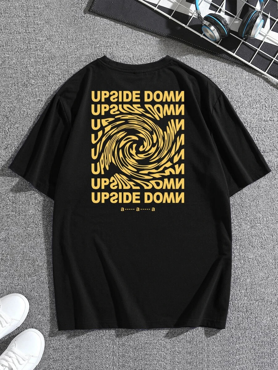 Camiseta masculina com estampa upside down circulo