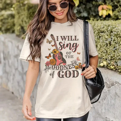 Camiseta Básica Feminina com Estampa Guitarra Música