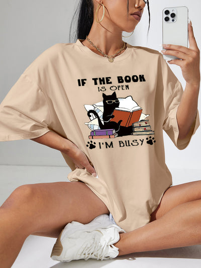 Camiseta Básica If the Book is Open Cat- Pérola