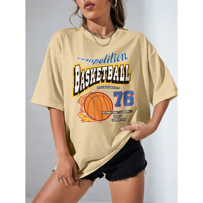 Camiseta Básica Feminina Com Estampa Basketball 76