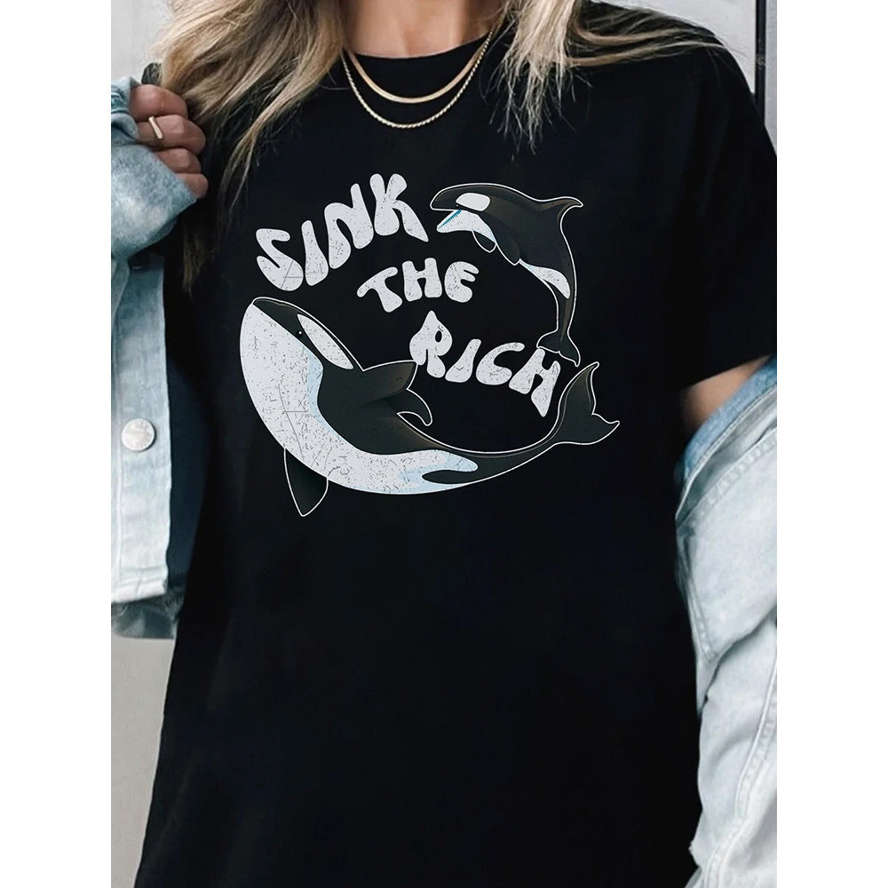 Camiseta Feminina Com Estampa Baleia
