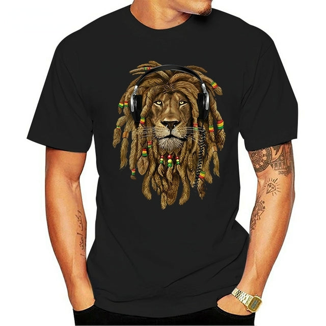 camiseta básica com estampa leão hippy