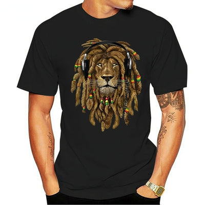 camiseta básica com estampa leão hippy