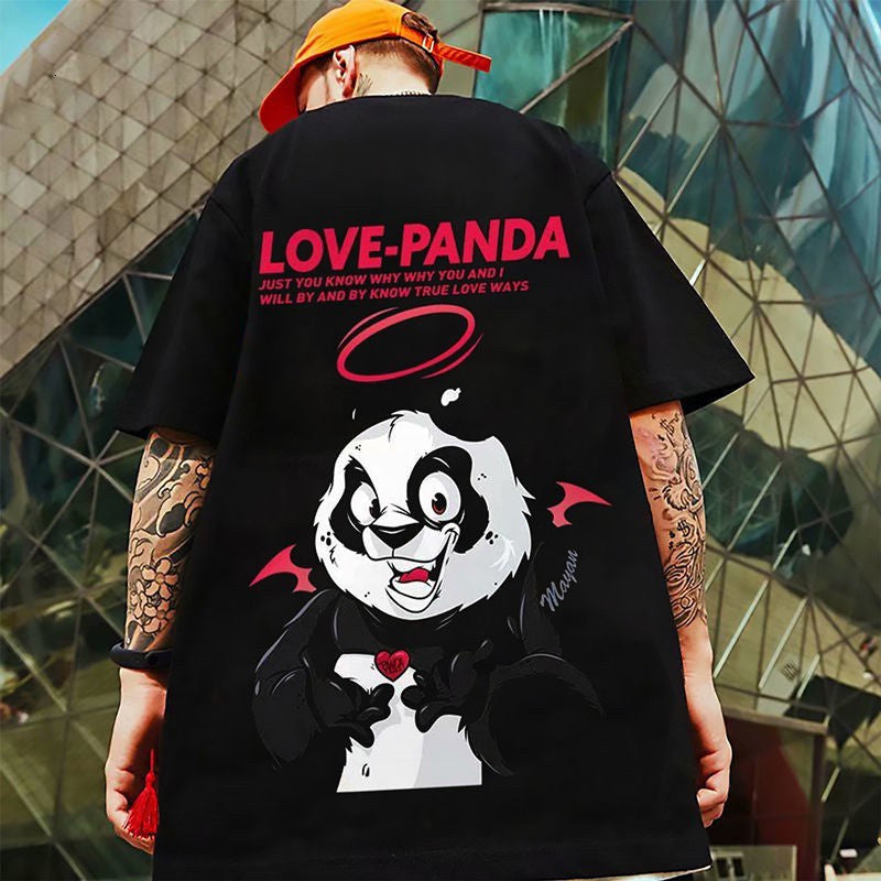 Camiseta Básica Love Panda - PRETO 