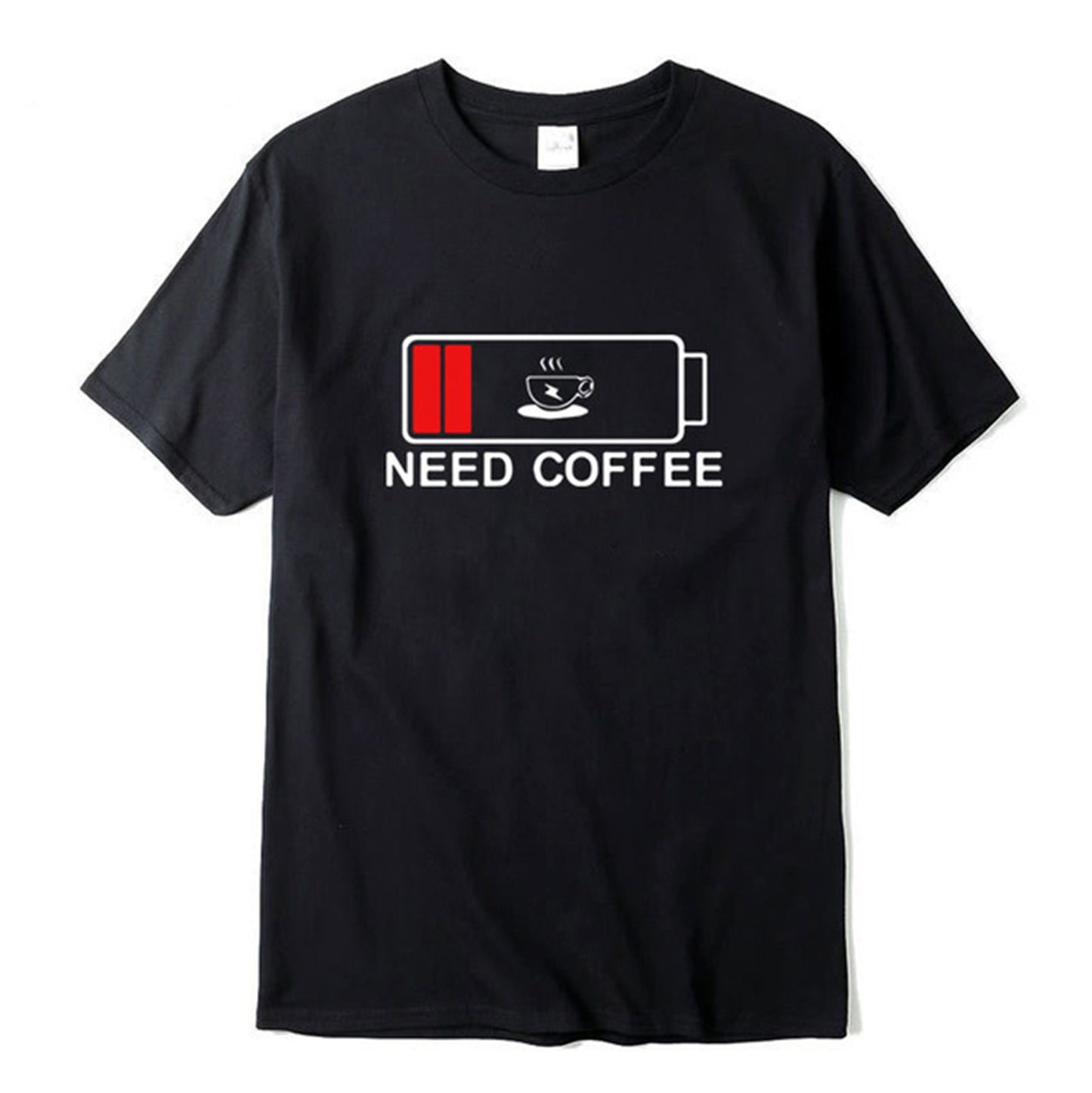 camiseta básica com estampa café bateria 