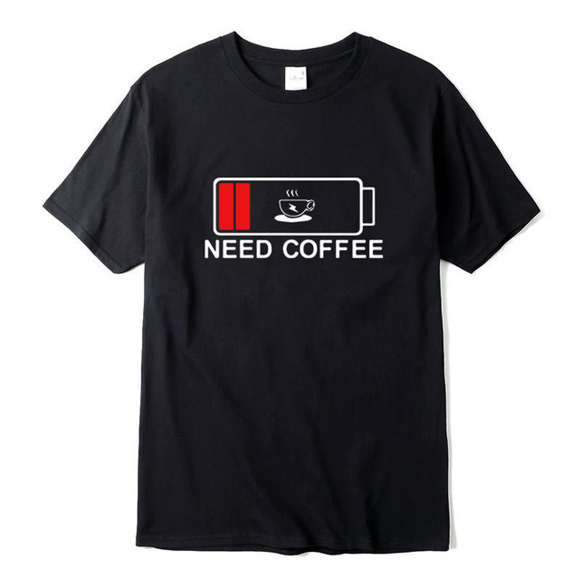 camiseta básica com estampa café bateria 