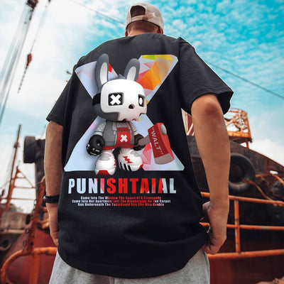 Camiseta Básica Com Estampa Coelho Segurando Machado