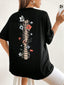 Camiseta Básica Spine With Flowers - preto