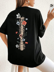 Camiseta Básica Spine With Flowers