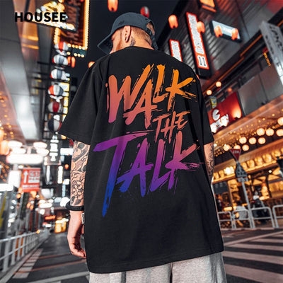 Camiseta Básica Com Estampa Walk The Talk