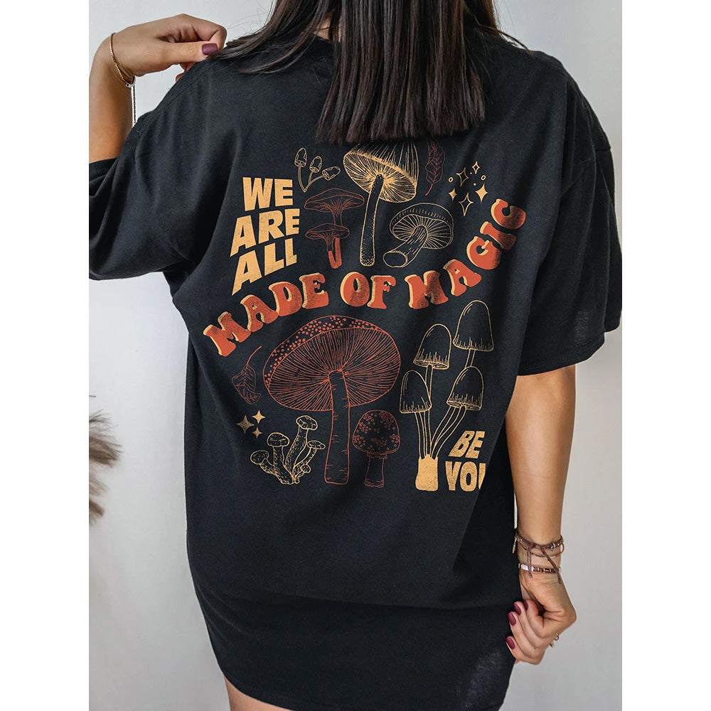 Camiseta Básica Unissex Com Estampa Plantas Cogumelo