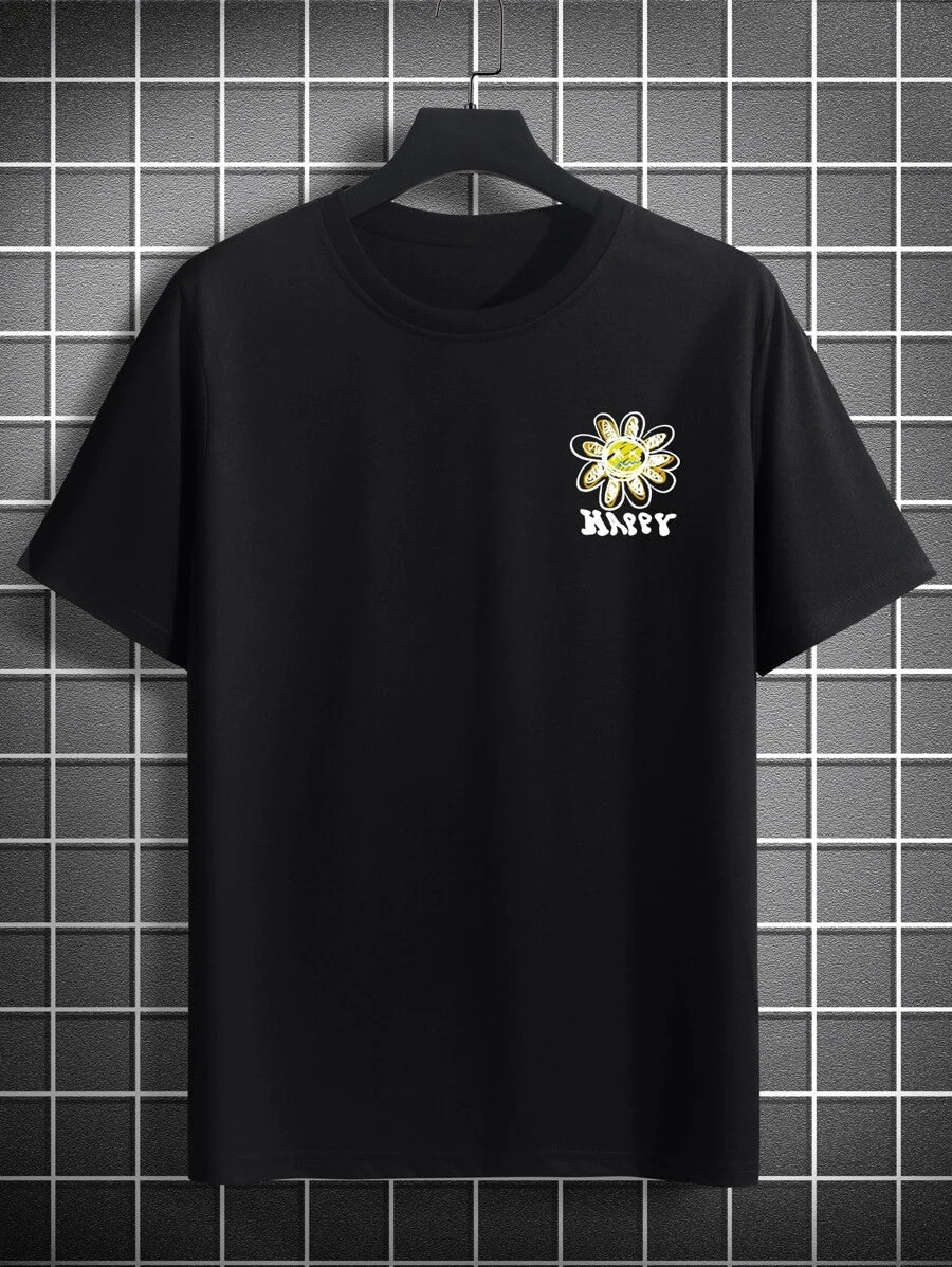 Camiseta Masculina Street Rose Flower Flor frente- preto