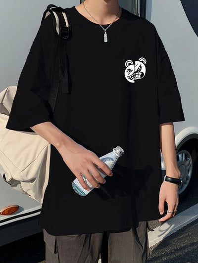 Camiseta masculina com estampa ursinho  nervoso - Preto