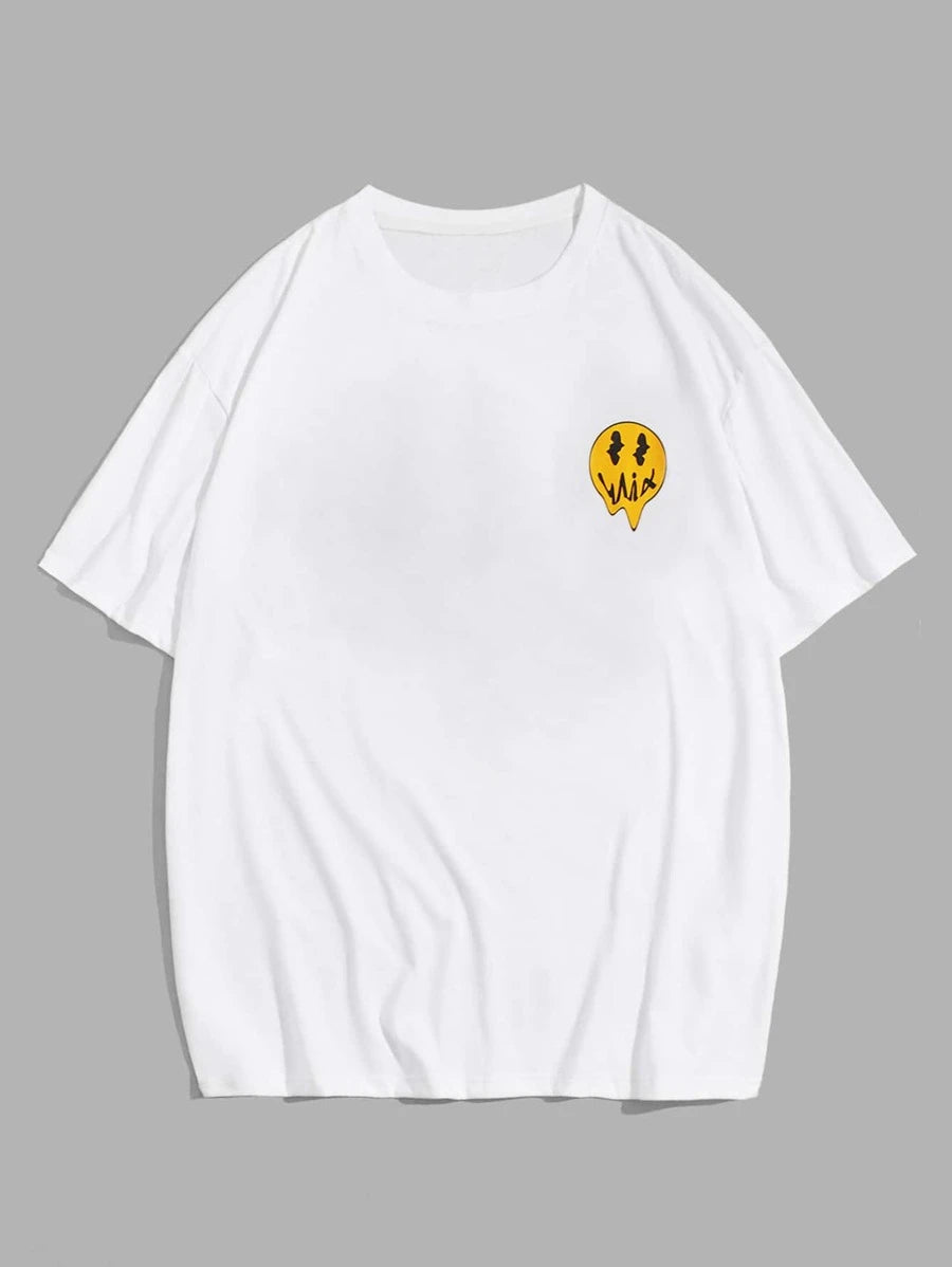 Camiseta básica com estampa rosto derretido