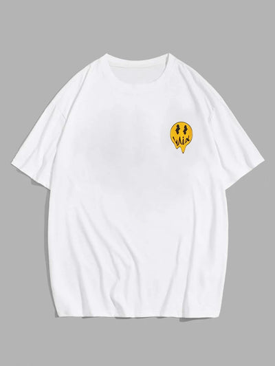 Camiseta básica com estampa rosto derretido