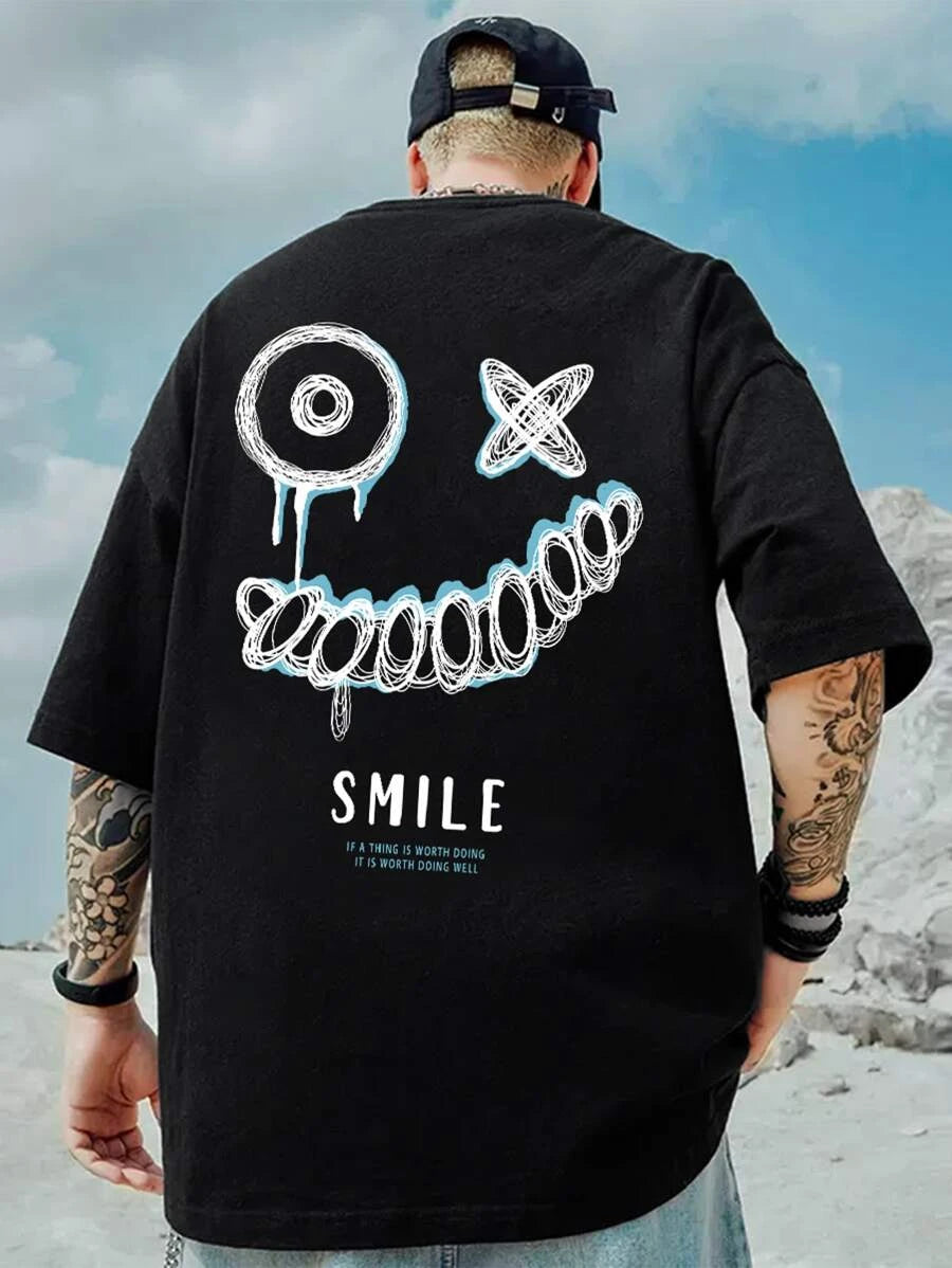 Camiseta Street Masculina Smile Psycho Moda - preto