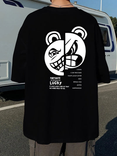 Camiseta básica com estampa ursinho - Preto