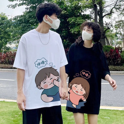 Camiseta Básica Com Estampa Casal Menina E Menino