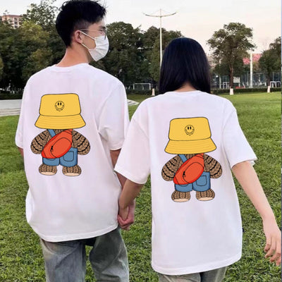 Camiseta Básica Com Estampa Ursinho Aventureiro - Branco