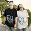 Camisetas Casal Flower Coração - preto
