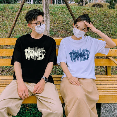 Camiseta Casal Básica Com Estampa Former - Preto e Branco