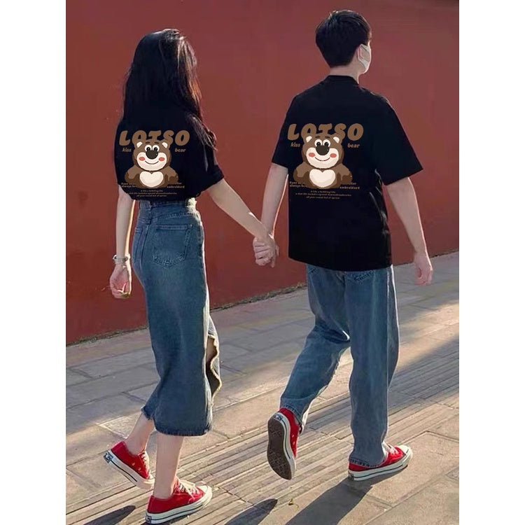 Camiseta básica Com Estampa ursinho Lotso - Preto
