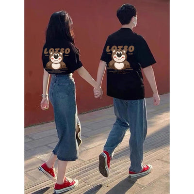 Camiseta básica Com Estampa ursinho Lotso - Preto