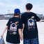Camisetas Casal Cartoon Astronaut Cute Preto