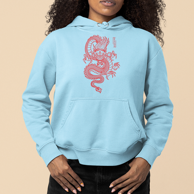 Moletom Canguru Unissex Red Dragon - Azul Bebê